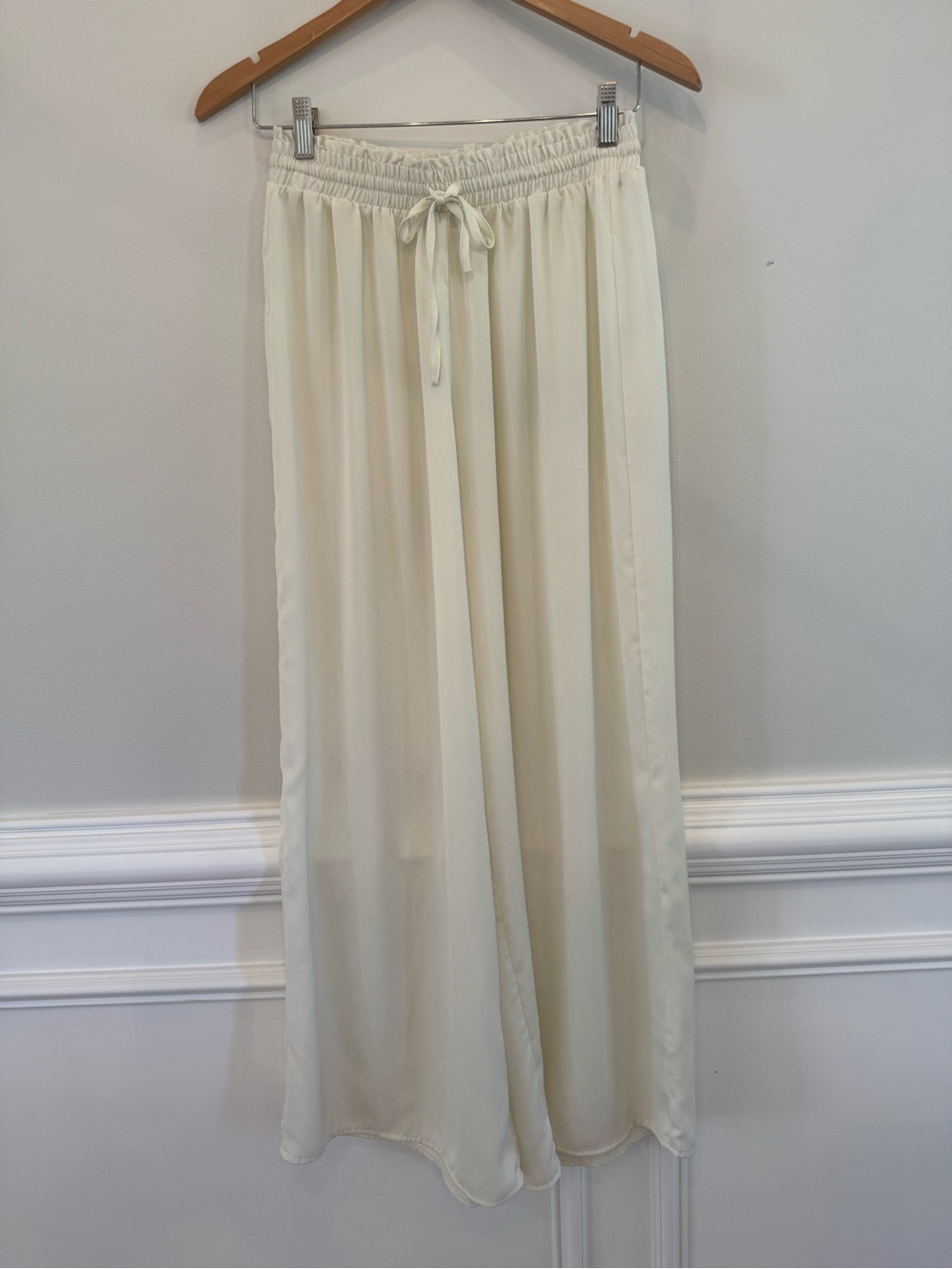 Summersalt Cream Pale Yellow Wide Leg Drawstring Swim Cover Up Palazzo Pants S